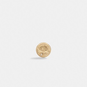 Coach 14 K Gold Coin Single Stud Earring Smycken Dam Guld | 73SLHQZJO