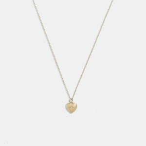 Coach 14 K Gold Heart Pendant Necklace Smycken Dam Guld | 05MBOWZPK