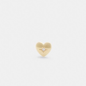 Coach 14 K Gold Heart Single Stud Earring Smycken Dam Guld | 08RCVYTQU