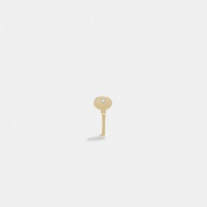 Coach 14 K Gold Key Single Stud Earring Smycken Dam Guld | 65XSQAHDM