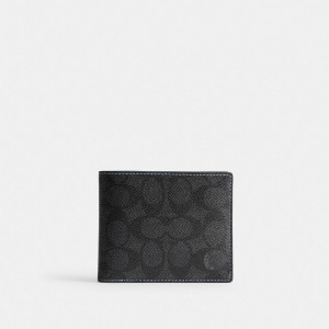 Coach 3 In 1 Wallet In Signature Canvas Billfolder Herr Grå | 36GHZBSAL