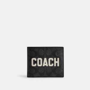 Coach 3 In 1 Wallet In Signature Canvas With Graphic Billfolder Herr Grå Olika Färger | 38QPXOUNV