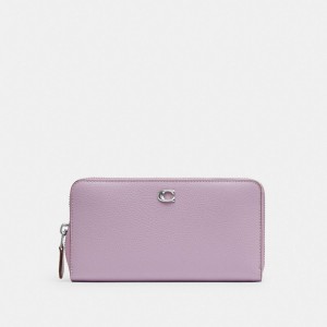 Coach Accordion Zip Wallet Stor Plånbok Dam Silver Lila | 80JLWRVYN