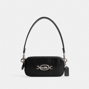 Coach Avery Shoulder Bag In Patchwork Axelväska Dam Silver Svarta | 32KVGMPRC