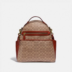 Coach Baby Backpack In Signature Canvas Ryggsäckar Dam Bruna Röda | 26ZYQCVXB