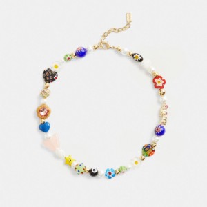 Coach Beaded Charm Necklace Smycken Dam Guld Olika Färger | 40VBOLUWE