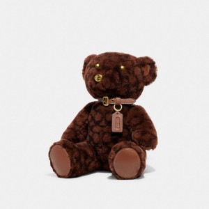 Coach Bear Collectible In Signature Shearling Resväska Dam Choklad Bruna | 87GCZLNQI
