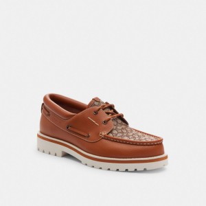 Coach Benson Boat Shoe In Signature Jacquard Loafers Herr Olika Färger | 05LWUTNRK
