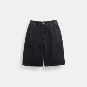 Coach Black Denim Shorts In Organic Cotton Byxor Herr Svarta Blå | 87EAOGLHT