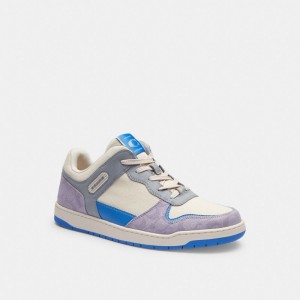 Coach C201 Sneaker In Signature Canvas Sneakers Herr Lila | 67OQAETDB