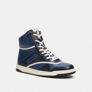 Coach C202 High Top Sneaker Sneakers Herr Mörkblå | 76ULTXYAB