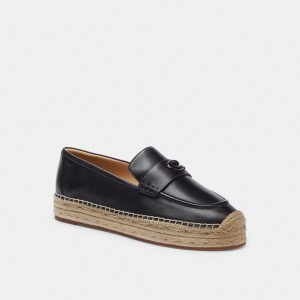 Coach Camilla Espadrille Platta Skor Dam Svarta | 73EFQYXRN