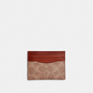 Coach Card Case In Signature Canvas Card Case Herr Bruna Röda | 65FOJEZUB