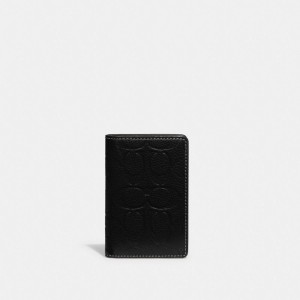 Coach Card Wallet In Signature Leather Card Case Dam Svarta | 54BRMNPFA