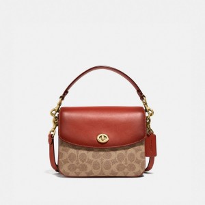 Coach Cassie Crossbody Bag 19 In Signature Canvas Crossbody Väska Dam Bruna Röda | 19GVNMJZH