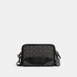 Coach Charter Crossbody In Signature Jacquard Crossbody Väska Herr Grå Svarta | 09PFQNCMO