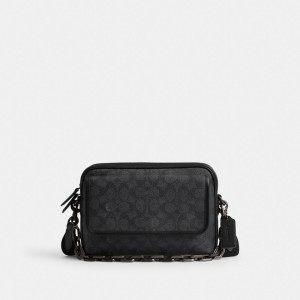 Coach Charter Flap Crossbody 24 In Signature Canvas Crossbody Väska Herr Grå | 43NFMUVYZ