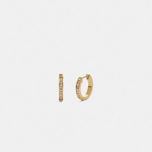 Coach Classic Crystal Pearl Huggie Earrings Smycken Dam Guld | 07ZCEXFUT