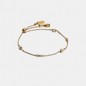 Coach Classic Crystal Pearl Slider Bracelet Smycken Dam Guld | 58PAHTJKI