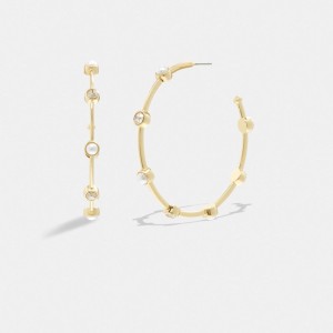 Coach Classic Pearl Large Hoop Earrings Smycken Dam Guld | 81IODNCVA