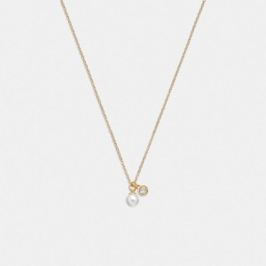 Coach Classic Pearl Pendant Necklace Smycken Dam Guld | 31MGZKCUA