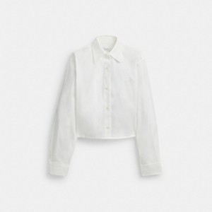 Coach Cropped Button Up Shirt Blast Dam Vita | 56JANQDTL