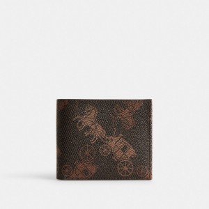 Coach Double Billfold Wallet With Large Horse And Carriage Print Billfolder Herr Olika Färger | 29USEDVWP