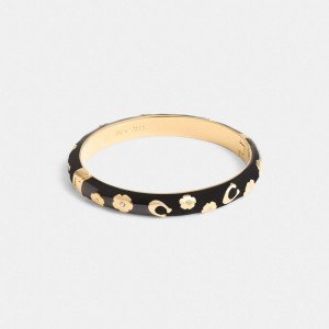 Coach Enamel Signature Floral Bangle Smycken Dam Guld Svarta | 08FCSLTYQ