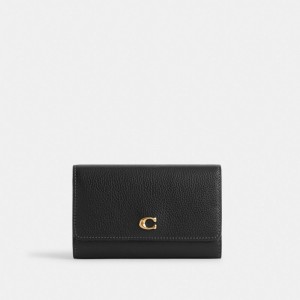 Coach Essential Medium Flap Wallet Stor Plånbok Dam Svarta | 07DNXHFAZ