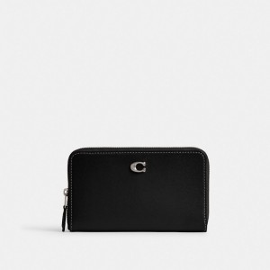 Coach Essential Medium Zip Around Wallet Stor Plånbok Dam Silver Svarta | 07EUKGYLZ
