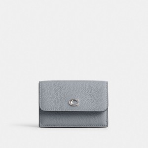 Coach Essential Mini Trifold Wallet Liten Plånbok Dam Silver Grå Blå | 85ZBJEDLO
