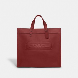 Coach Field Tote Bag 40 With Badge Toteväska Dam Röda | 01OYZXNJK