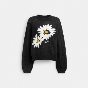 Coach Floral Crewneck Sweater Blast Dam Svarta | 14VPZWAXL
