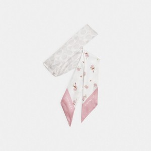 Coach Floral Print Silk Skinny Scarf Halsduk Dam Olika Färger | 24TEZQIXH