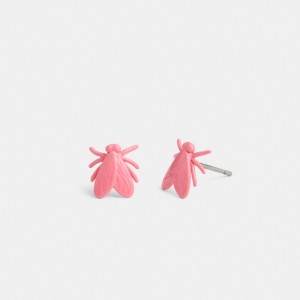 Coach Fly Stud Earrings Smycken Dam Silver Rosa | 35GKXTMVJ