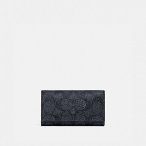 Coach Four Ring Key Case In Signature Canvas Bag Accessories Herr Grå | 27MCUOHXR