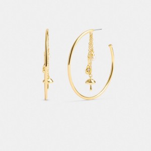 Coach Garden Charms Hoop Earrings Smycken Dam Guld | 81EARFMIS