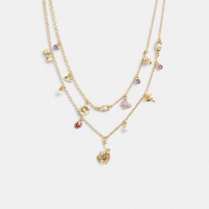 Coach Garden Charms Layered Necklace Smycken Dam Guld Olika Färger | 41MAOIYBZ