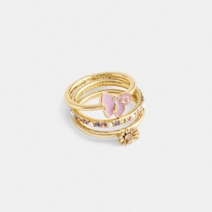 Coach Garden Charms Ring Set Smycken Dam Guld Olika Färger | 01MTQHSAV