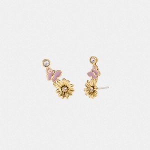 Coach Garden Charms Stud Earrings Smycken Dam Guld Olika Färger | 73NGQBTEI