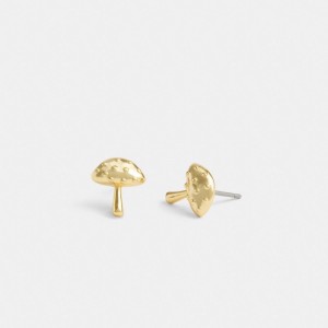 Coach Garden Mushroom Stud Earrings Smycken Dam Guld | 56SVQYFUH