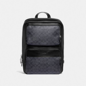Coach Gotham Backpack In Signature Canvas Ryggsäckar Herr Svarta Koppar Grå Svarta | 48QCJMAZH
