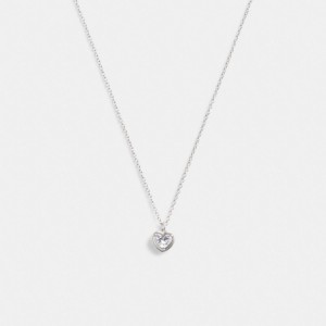Coach Halo Heart Pendant Necklace Smycken Dam Silver | 61FPCYJUN
