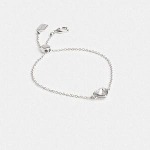 Coach Halo Heart Slider Bracelet Smycken Dam Silver | 42HFETSOB