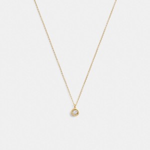 Coach Halo Round Pendant Necklace Smycken Dam Guld | 80PGLXBNJ
