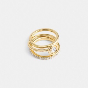 Coach Halo Round Ring Set Smycken Dam Guld | 51VWQGHYB