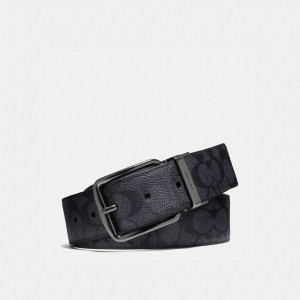 Coach Harness Buckle Cut To Size Reversible Belt, 38 Mm Bälte Herr Grå Svarta | 56BGNMAEL