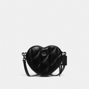 Coach Heart Crossbody Bag With Quilting Crossbody Väska Dam Blå Grå Svarta | 23AQSZHGU