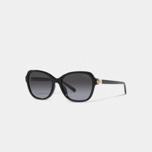 Coach Hinged Horse And Carriage Square Sunglasses Glasögon Dam Svarta | 13WGOTPVQ