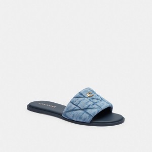 Coach Holly Sandal With Quilting Sandaler Dam Indigo Blå | 65DRFQWJY